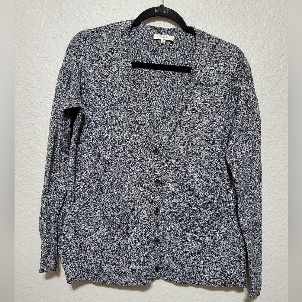Madewell Landscape Gray Heathered Knit Button Up Cardigan Women's Size Small